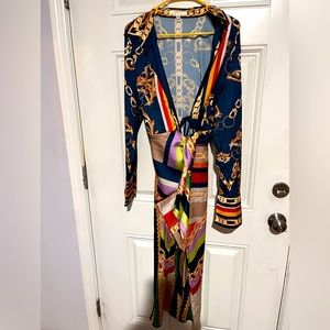 Wrap Around Sateen Full Length Dress